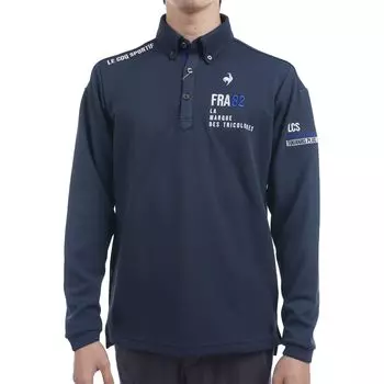 Рубашка для гольфа Coq Sportif Standard Heat Navi, поло с длинными рукавами, теплая спортивная одежда LG4FLS05M NV00 [Le Golf] [Stretch Force] Мужская (военно-морской флот)