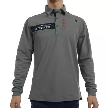Рубашка для гольфа Coq Sportif, стандартная, с длинным рукавом, поло, впитывающая пот, быстросохнущая, с защитой от ультрафиолетового излучения GY00 [Le Golf] [Stretch Forcer] для мужчин (Серый)