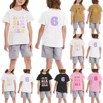 Рубашка для малышей, девочек и мальчиков, футболки на день рождения, детские рубашки 6 лет 140 чёрный