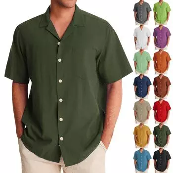Рубашка для мужчин, мужские винтажные рубашки для боулинга на пуговицах, летняя пляжная рубашка с коротким рукавом L