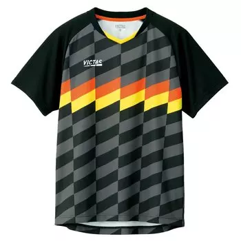 Рубашка для настольного тенниса Checker Line Game Shirt Table Tennis Officially Approved Black M 612111 [Victus] JTTA (Ассоциация Японии) (1000) чёрный