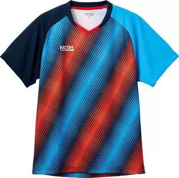 Рубашка для настольного тенниса VICTAS, косая полосатая рубашка для настольного тенниса, официально одобренная, унисекс, темно-синяя, 3XL 612301 JTTA (Ассоциация Японии) (6000) тёмно-синий