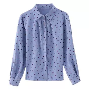 Рубашка для поездок на работу в стиле ретро, новый весенний стиль, свободный облегающий дизайн, топ с длинными рукавами M
