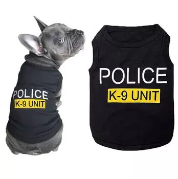 Рубашка для щенков, черная футболка с принтом для домашних животных, одежда для мальчиков и девочек, жилет XS чёрный