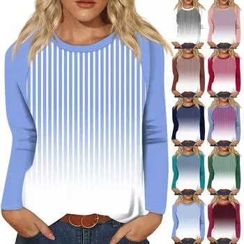 Рубашка для женщин, модная повседневная футболка с рукавом реглан, круглым вырезом и длинным рукавом, свободная футболка с принтом, женский топ XL белый