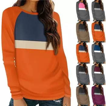 Рубашка для женщин, модная повседневная футболка с рукавом реглан, круглым вырезом и длинным рукавом, свободная футболка с принтом, женский топ XXL