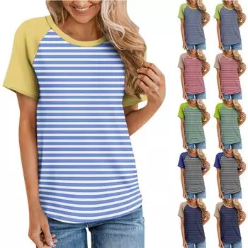 Рубашка для женщин, модная повседневная футболка с рукавом реглан, круглым вырезом и коротким рукавом, свободная футболка с принтом, женский топ S красный