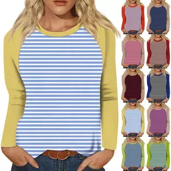 Рубашка для женщин, модная повседневная футболка с рукавом реглан, круглым вырезом и длинным рукавом, свободная футболка с принтом, женский топ L чёрный