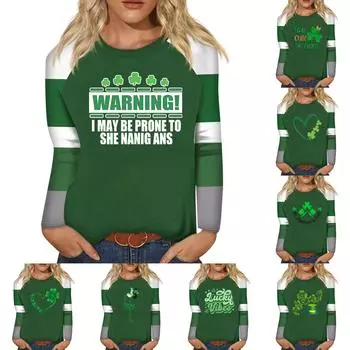 Рубашка для женщин, модная повседневная футболка с рукавом реглан, круглым вырезом и длинным рукавом, свободная футболка с принтом, женский топ XXXL