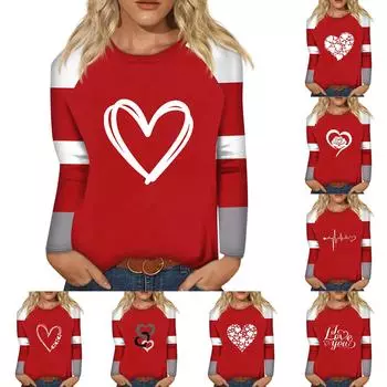 Рубашка для женщин, модная повседневная футболка с рукавом реглан, круглым вырезом и длинным рукавом, свободная футболка с принтом, женский топ S винный