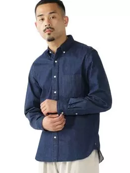 Рубашка джинсовая рубашка на пуговицах INDIGO XL 38110248139 [Beams Plus] L/S Мужская индиго
