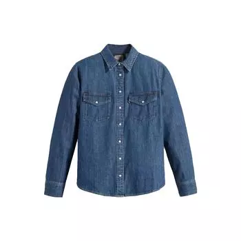 Рубашка джинсовая с длинным рукавом Levis Solid Color Button Square Neck с квадратным вырезом, женская, синяя 16786-0016