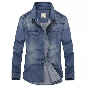 Рубашка джинсовая с длинными рукавами для мужчин на весну и осень, дышащий молодежный хлопок, модная, повседневная, красивая и универсальная рубашка для мужчин S