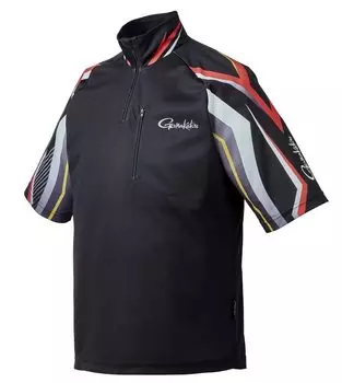 Рубашка Gamakatsu 2WAY Print Zip GM3699 Black M (Короткий рукав) чёрный