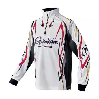 Рубашка Gamakatsu 2WAY Print Zip GM3734 Белая LL (Длинный рукав) белый