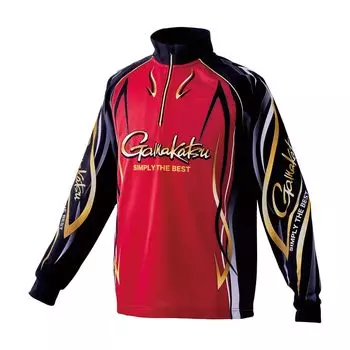 Рубашка Gamakatsu 2WAY Print Zip GM3734 Красная LL (Длинный рукав) красный