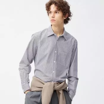 Рубашка GU by Uniqlo Easy Care Regular Fit в полоску SW+E