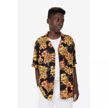 Рубашка H&M Pattern Camp, черная/Очень странные дела