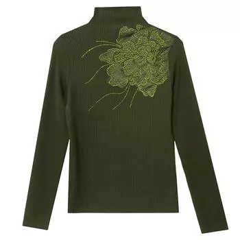 Рубашка Heavy Industry Diamond Base, женская, с длинным рукавом, зимняя, новая, с вырезом-полудеревом, облегающий топ-пуловер S чёрный