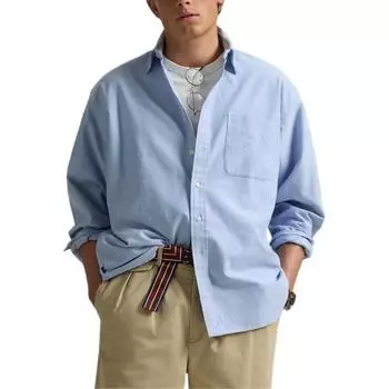 Рубашка хлопковая свободного кроя Polo Ralph Lauren для мужчин светло-голубая MNPOWOV16824169 S