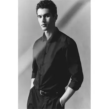 Рубашка HM Easy Care Regular Fit, черная S