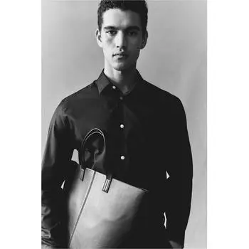 Рубашка HM Easy Care Regular Fit, темно-синяя XS