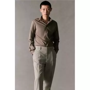 Рубашка HM Easy Care slimM Fit темно-бежевого цвета S