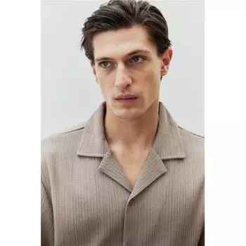 Рубашка HM Regular Fit Crinkle Camp, серая