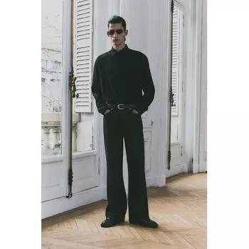 Рубашка HM Regular Fit Crinkle черная XS