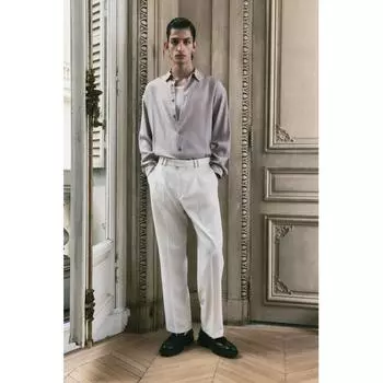 Рубашка HM Regular Fit Crinkle серая XS