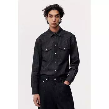Рубашка HM Regular Fit denim темно-серая S