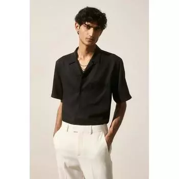Рубашка HM Regular Fit из лиоцелла, черная