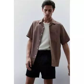 Рубашка HM Regular Fit из лиоцелла, темно-бежевая