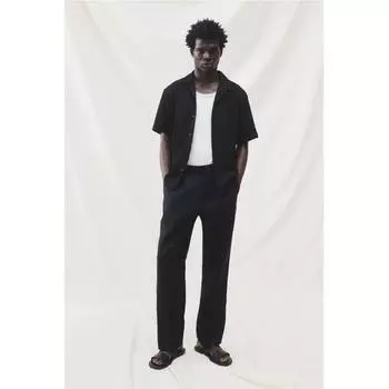 Рубашка HM Regular Fit с фактурной посадкой, черная
