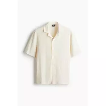 Рубашка HM Regular Fit с мятым узором, белая