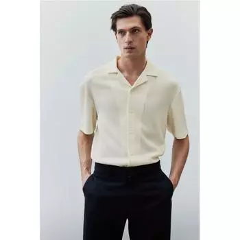 Рубашка HM Regular Fit с мятым узором, белая
