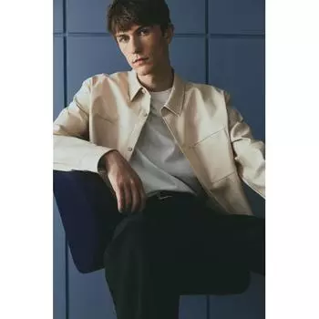 Рубашка HM Regular Fit с покрытием светло-бежевого цвета S