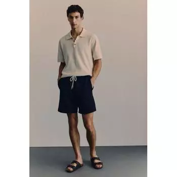 Рубашка HM Regular Fit с вафельной текстурой, темно-синяя
