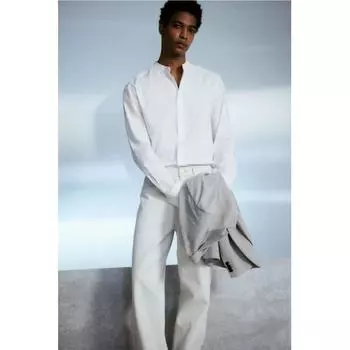 Рубашка HM Regular Fit Stand Collar белая S
