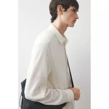 Рубашка HM Regular Fit Waffle Texture кремового цвета XS