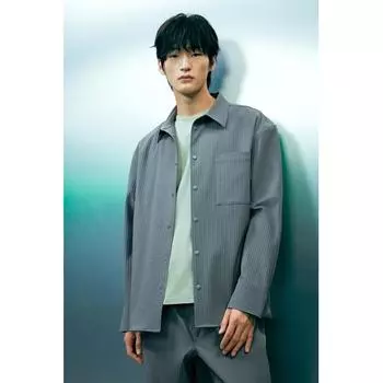 Рубашка HM Waffle Textured свободного кроя, темно-серая XS