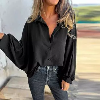 Рубашка Ice Silk Wrinkles с лацканами и длинным рукавом, однобортная, офисная работа M фиолетовый/красный