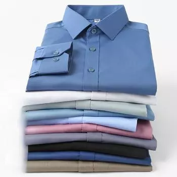 Рубашка из бамбукового волокна мужская, эластичная, не требующая ухода, удобная, деловая, профессиональная, для официального собеседования, рубашки больших размеров с коротким рукавом для мужчин 37