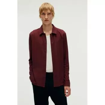 Рубашка из джерси с кружевом HM Regular Fit, бордовая M