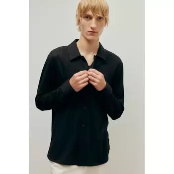 Рубашка из джерси с кружевом HM Regular Fit, черная XS