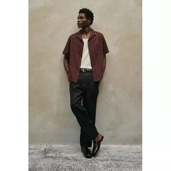 Рубашка из фактурной ткани HM Regular Fit, коричневая