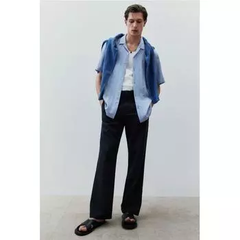 Рубашка из фактурной ткани HM Regular Fit, голубая