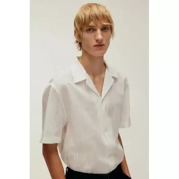 Рубашка из фактурной ткани HM Regular Fit, белая