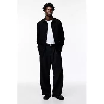 Рубашка из фланели HM Regular Fit, черная S