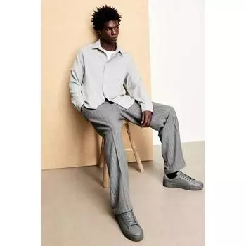 Рубашка из фланели HM Regular Fit светло-серая меланжевая XS